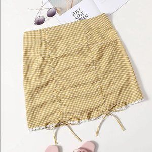 Cottagecore Gingham Ruched Skirt